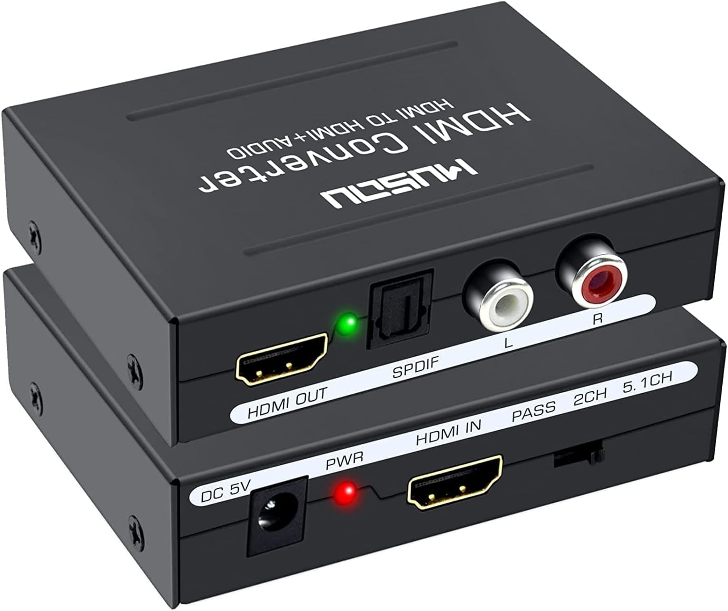 Microware 1080P HDMI Audio Extractor Splitter to SPDIF RCA Stereo L/R Analog Output Audio Converter