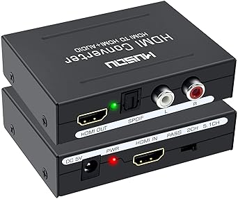 Microware HDMI Audio Extractor Splitter, One HDMI Input to HDMI Output + Optical SPDIF and RCA L/R Audio Out, 4K x 2K Converter