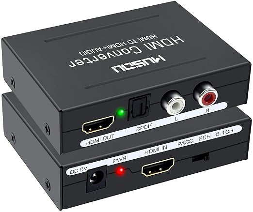Microware HDMI Audio Extractor Splitter, One HDMI Input to HDMI Output + Optical SPDIF and RCA L/R Audio Out, 4K x 2K Converter