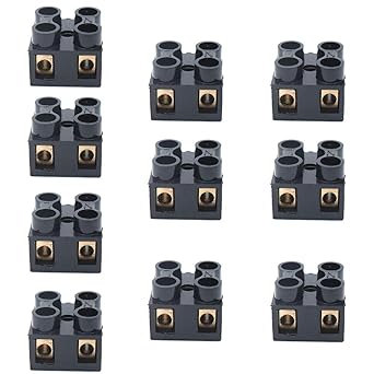 Sscon 10pcs Dual Rows Terminal Block 500V 10A 2 Position Screw Terminal Electrical Barrier Strip Block X5-1002