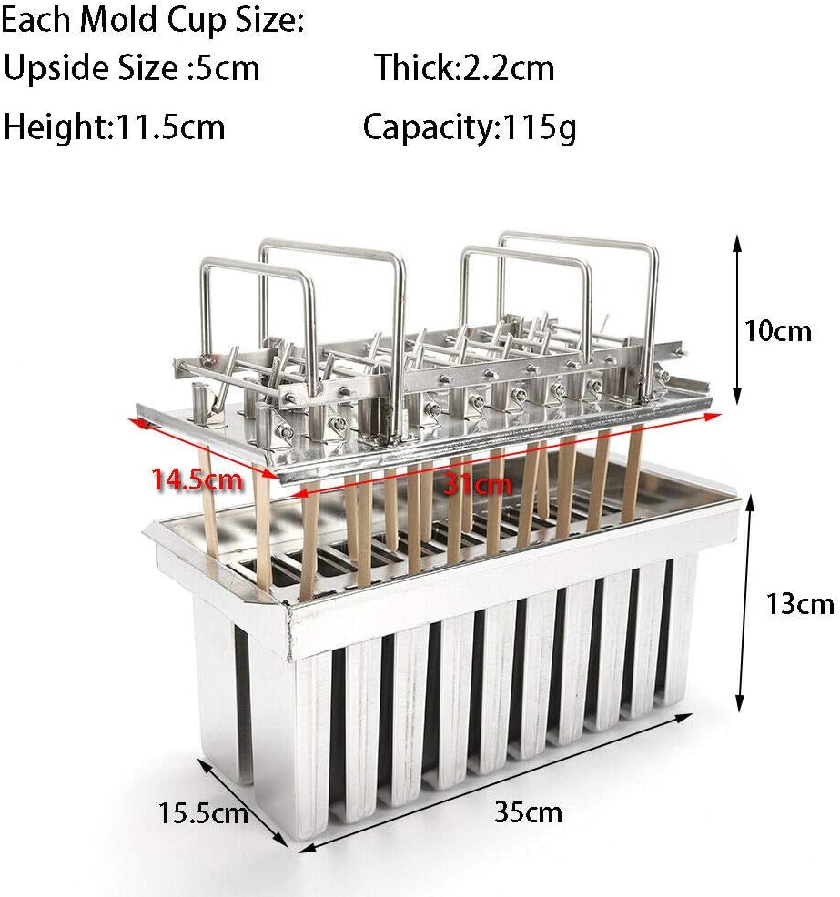 Stainless Steel Popsicle Molds, 20PCS Double Slot Commercial Ice Pop Molds with Lid,Single Cup Capacity 85g