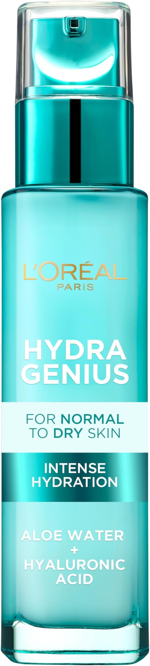 L’Oréal Paris Hydra Genius Aloe Water - Specifically designed for Dry Skin, Provides Intense Liquid Hydration for Glowing Skin, Lightweight Formula with Aloe Water & Hyaluronic Acid, 70ml