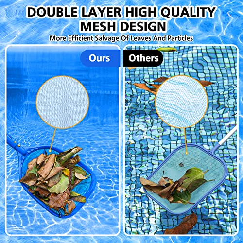 Mowend Adjustable Pool Skimmer Net For Small Pools - 60 Inch Total Length Leaf Skimmer, Ideal For Inflatable Pools, Hot Tubs, Spas And Kiddie Pools - Efficiently Removes Leaves And Debris, Blue #TOP3