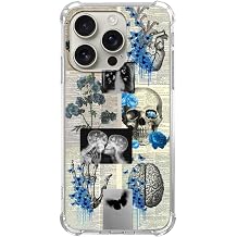 Skull Butterfly Art Case Compatible with iPhone 16 Pro Max, Vintage Aesthetic Skeleton Case for iPhone 16 Pro Max, Cool TPU Shockproof Case Cover