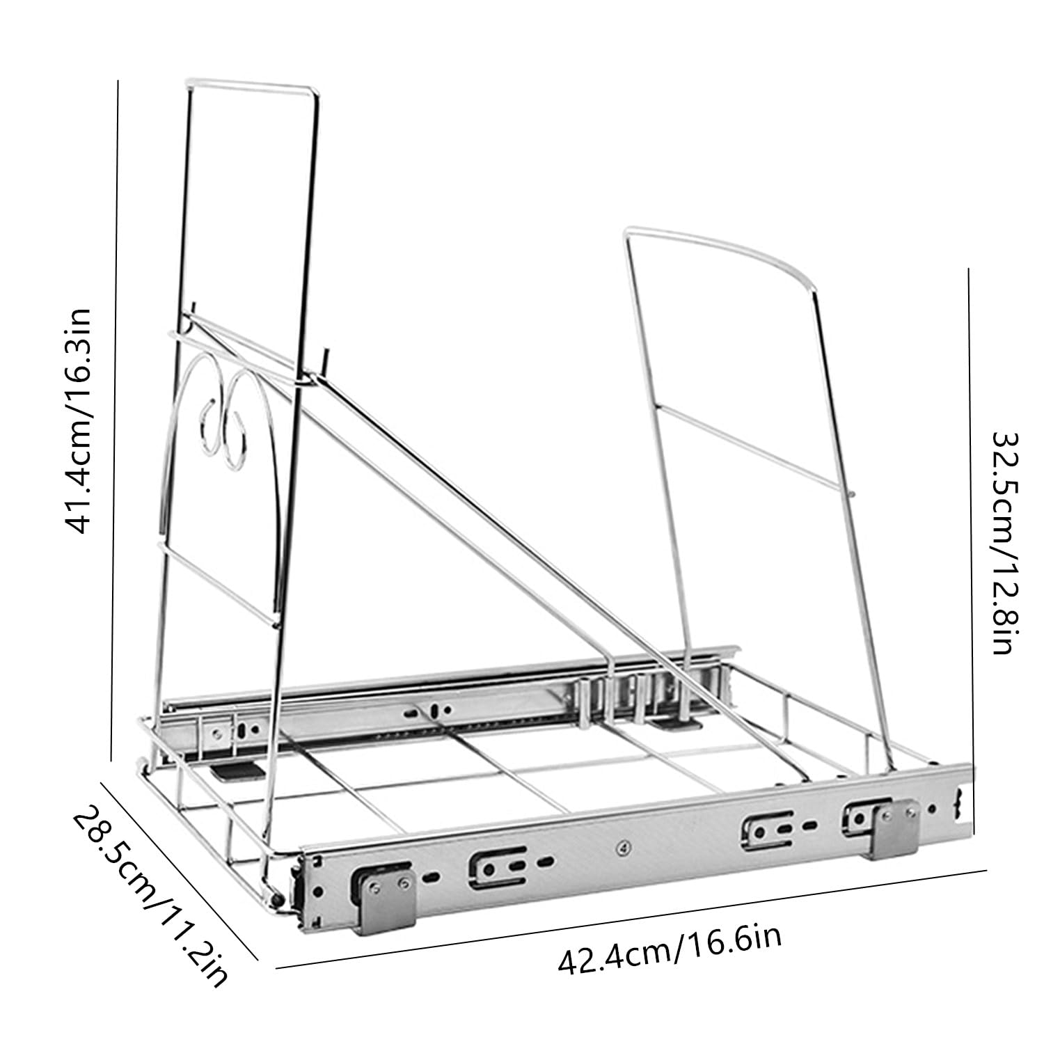 Pull-Out Under Sink Trash Can Holder - Stainless Steel Slide-Out Garbage Bin Rack with Soft-Close Slides | Space-Saving Cabinet Organizer for Kitchen Waste Bins, Fits 7–11 Gallon Trash Cans.