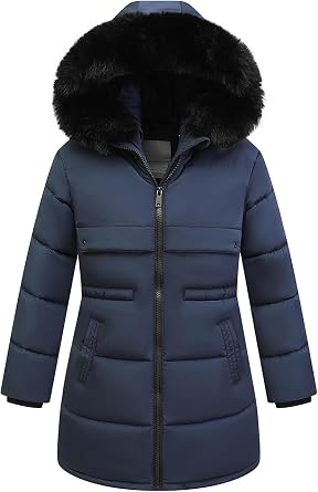 Girls Winter Long Coat Parka Warm Hooded Puffer Jackets