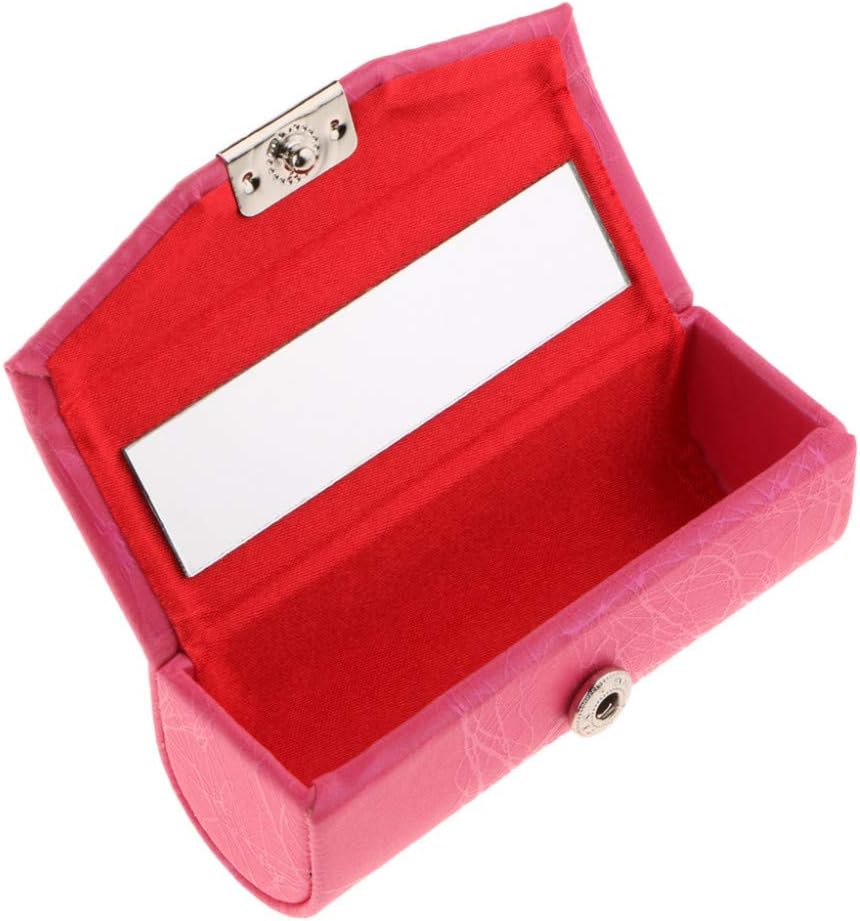 Xiaoyatou Soft Leather Lipstick Case Holder with Mirror Chinese Traditional Cracked Stone Design Makeup Jewelry Holder Box Lip Balm