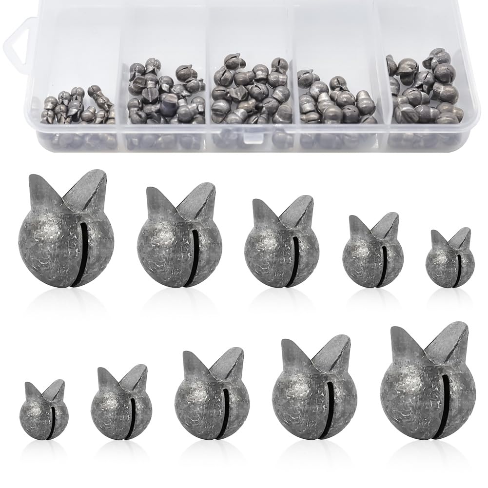 HYLEBORFishing Weights Sinkers Kit, Removable Split Shot Fishing Weights Sinker Kit Clip On Fishing Line Weight Round Egg Sinker Bass Fishing Freshwater(200pcs)