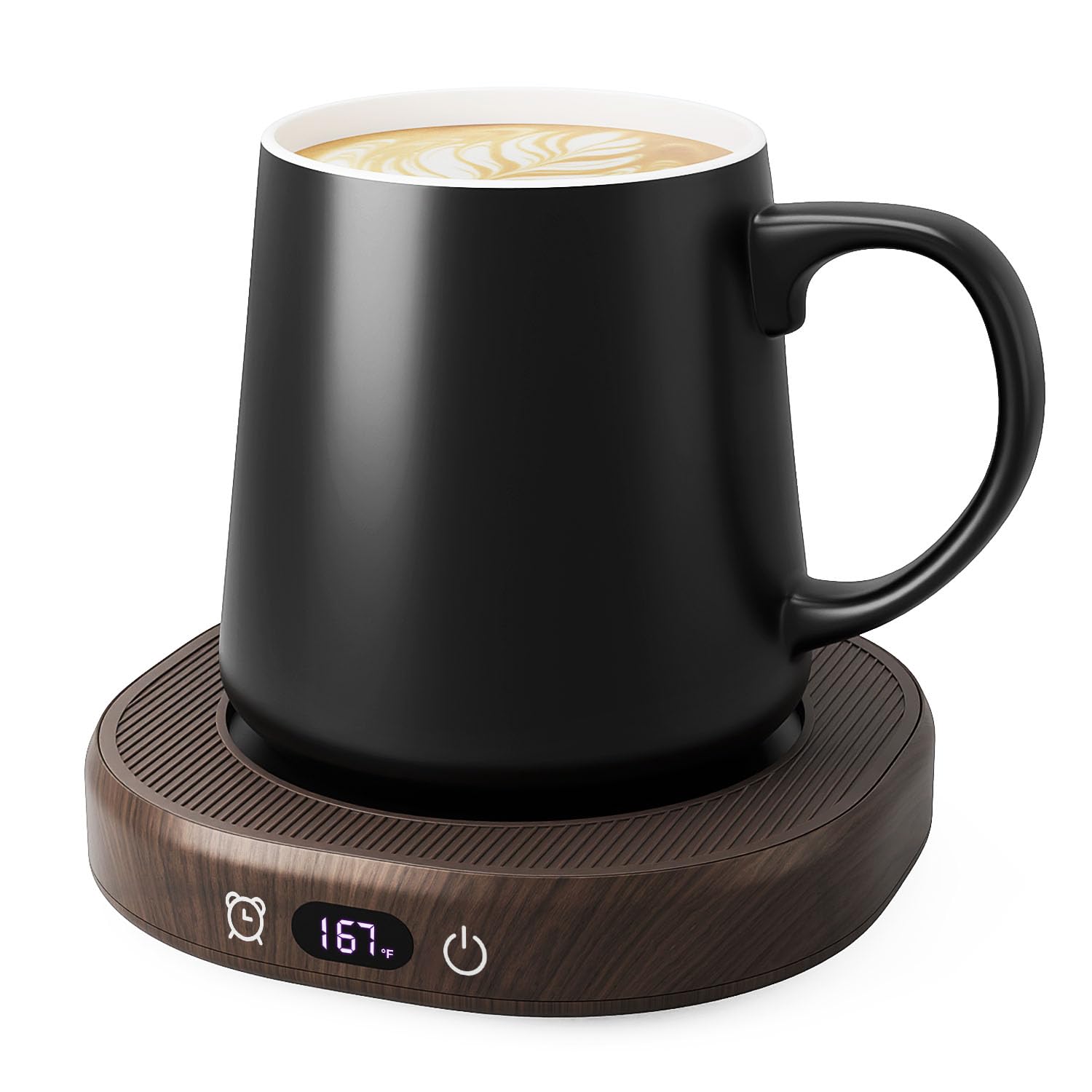 Juego de calentador de tazas de café y tazas para escritorio, calentador eléctrico inteligente de apagado automático para oficina y hogar, 4 ajustes de temperatura, taza de calefacción de café