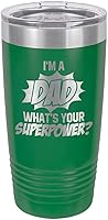 Vista 12 de IM A DAD WHATS YOUR SUPERPOWER BLACK Vaso de bebida de 20 onzas con pajita Taza de viaje grabada con láser Comparar con Yeti Rambler Idea