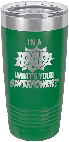Miniatura 12 de IM A DAD WHATS YOUR SUPERPOWER BLACK Vaso de bebida de 20 onzas con pajita Taza de viaje grabada con láser Comparar con Yeti Rambler Idea