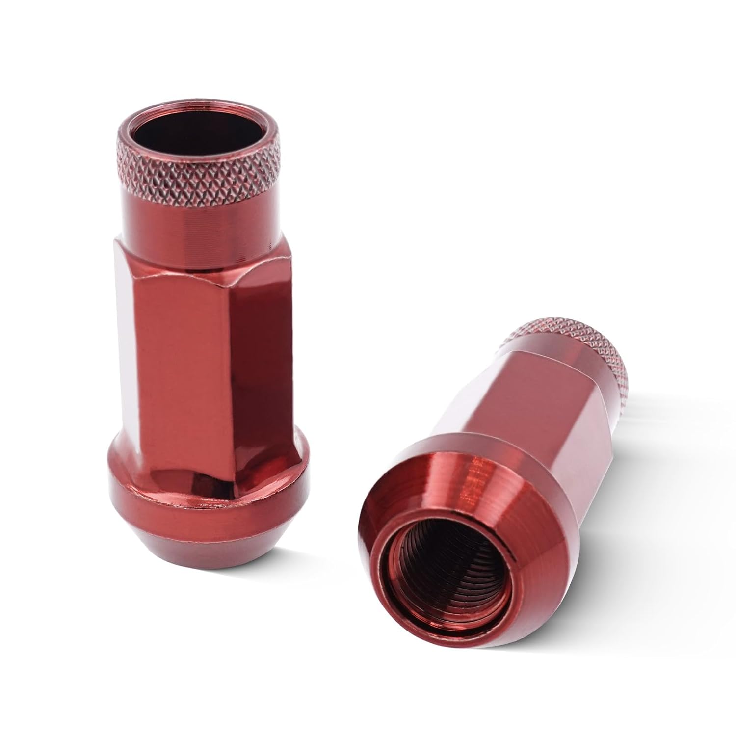 EZAccessory 1/2" Extended Tuner Lug Nuts 20 Pcs+Key Red Racing Open End for Mercury Cougar Grand Marquis Mountaineer