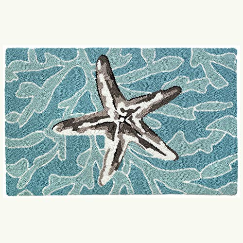 Starfish On Mosaic 22 X 34 Polyester/ Hand Hooked Rug #TOP8