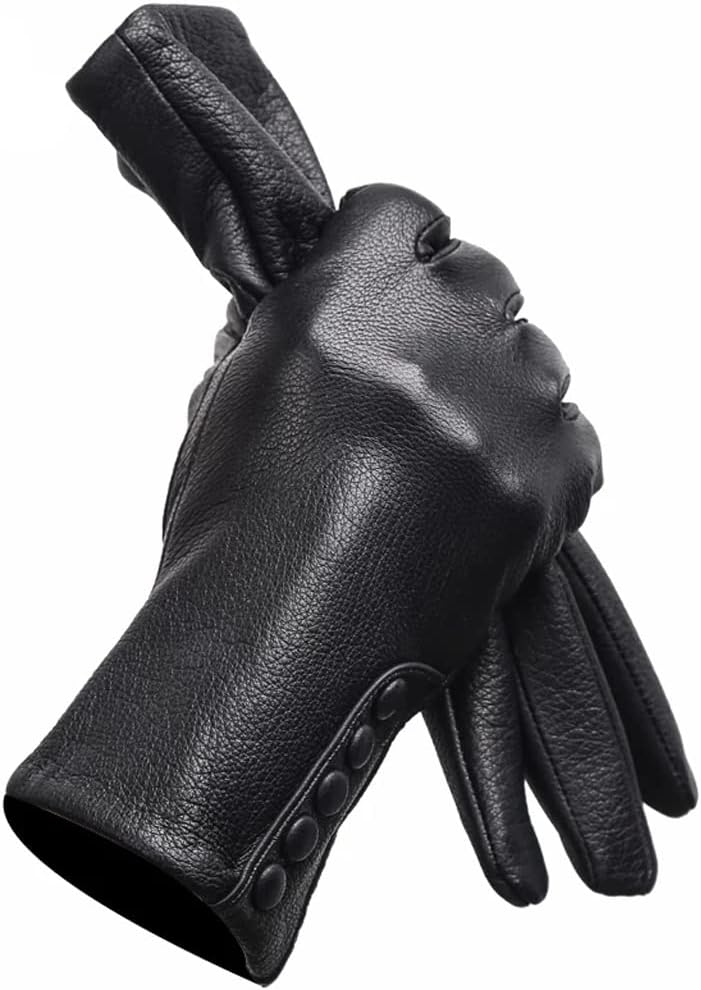 Women's Gloves Warm Leather Side Buckle Leather Winter