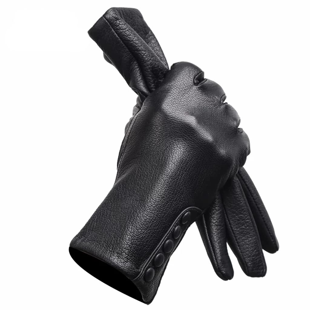 Xzeit Guanti caldi, guanti invernali, Guanti da donna, Guanti caldi in pelle da donna, Guanti in pelle con fibbia laterale Guanti da sci invernali da donna (Color : D, Size : 7)