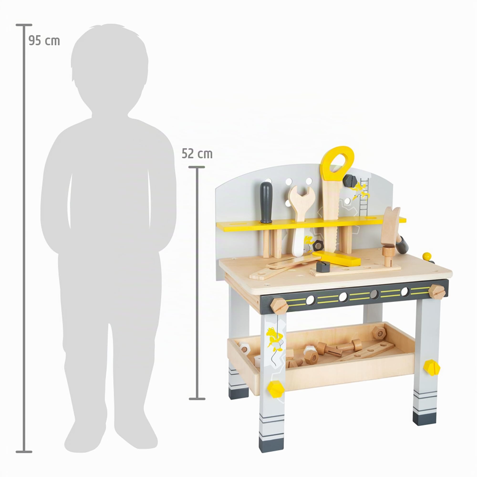 Small Foot Etabli Miniwob Compact en Bois, avec de Nombreux Accessoires et Jeu de vis, pour Enfants 3 +, 11805