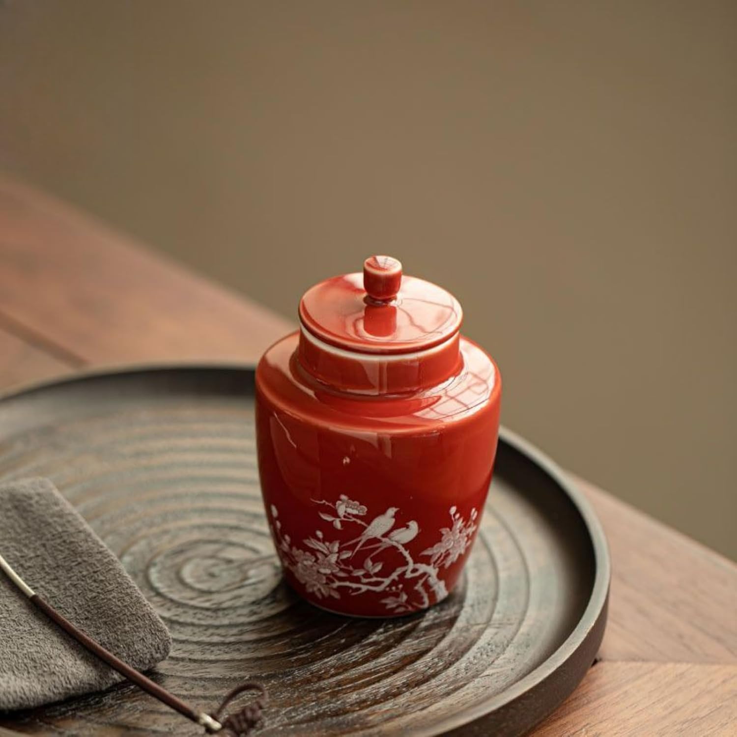 Ceramics Tea Canister, 250ml 8.5oz, Household Sealed Jar Kung Fu Tea Set Accessories