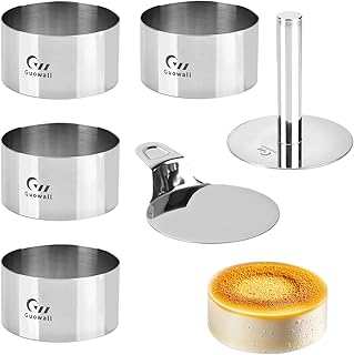 Guowall 4 pack Seamless Mousse Cake Ring set Stainless Steel 4 inch Roun...