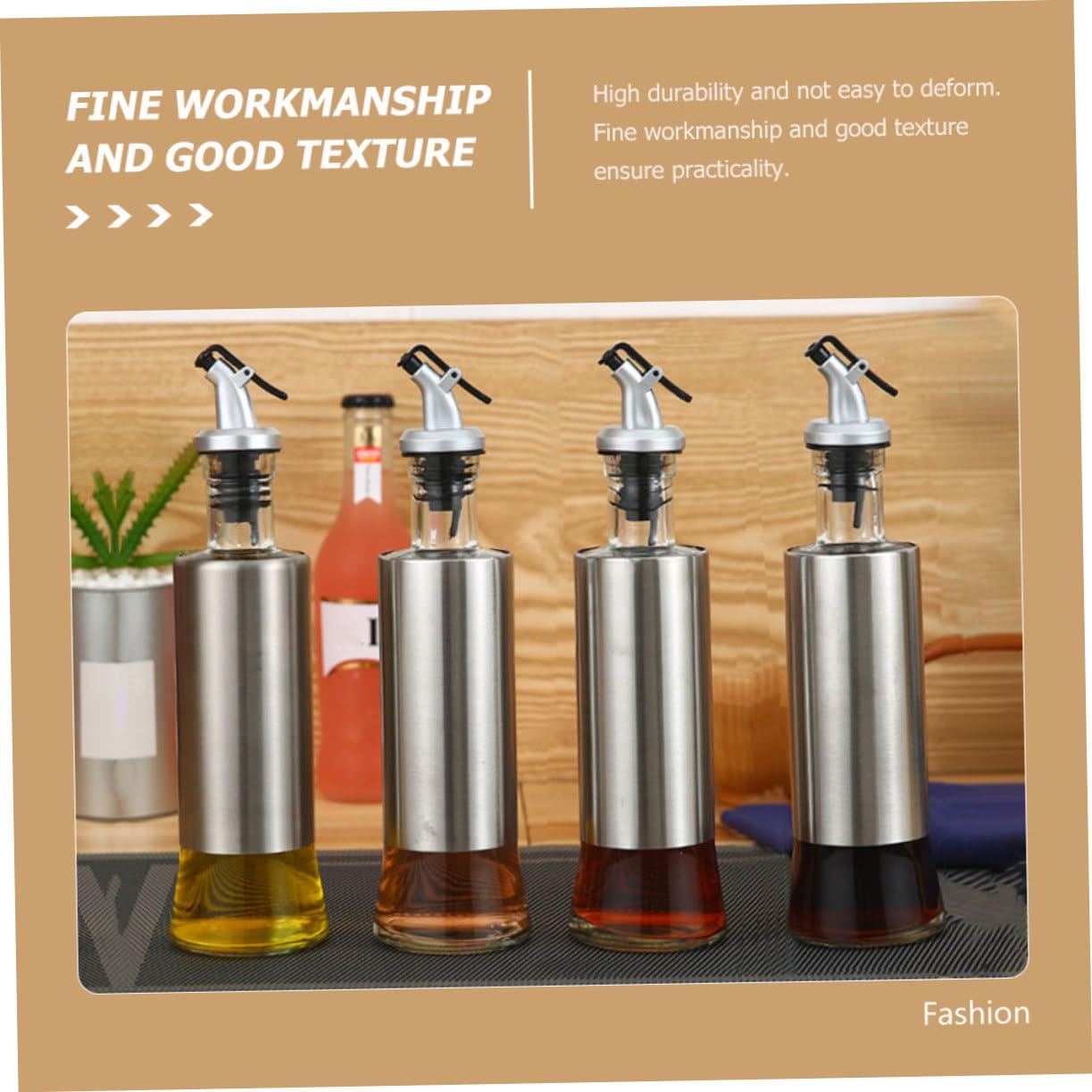 Botellas Para Condimentos Botella Dispensadora De Aceite Recipiente Para Vinagre Para Cocina De Material De Acero Inoxidable y Vidrio