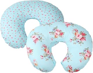 Knlpruhk Floral Nursing Pillow Cover Set 2 Pack Jersey Knit Soft Hypoallergenic Slipcovers for Breastfeeding Moms Baby Girl Boy Fits On Infant Nursing Pillow