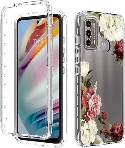Miniatura 6 de Funda protectora de cuerpo completo para Motorola Moto G60 con protector de pantalla de vidrio templado para Motorola Moto G60 Flower