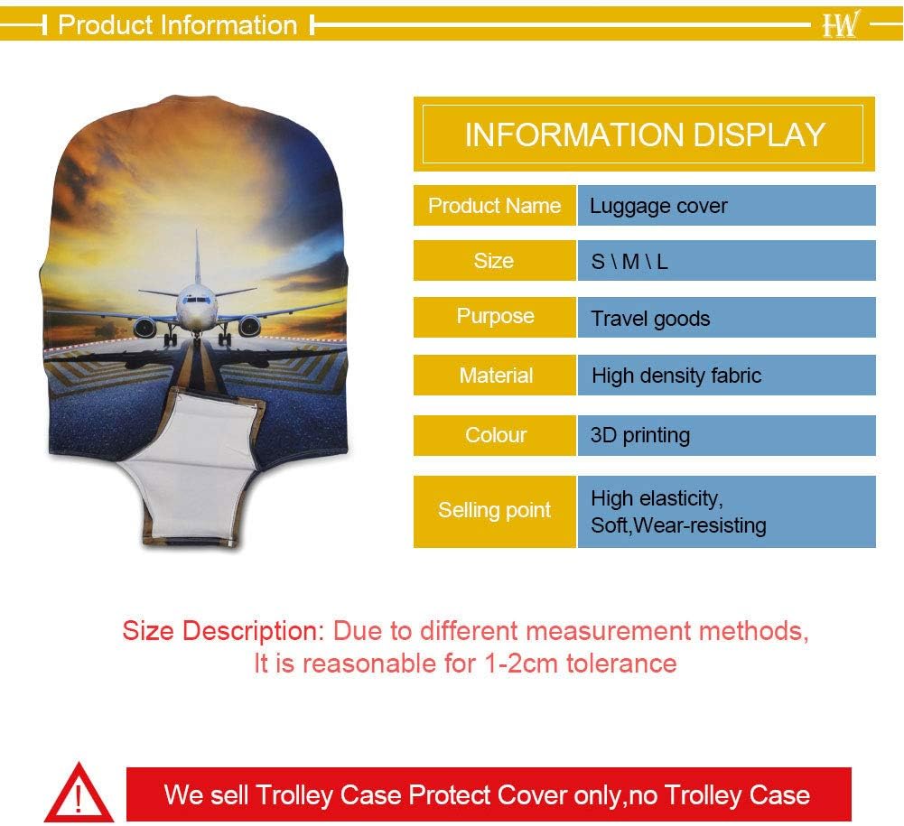 Travel Luggage Cover,3D Airplane Print Elastic Protector Fit 18-30" suitcase