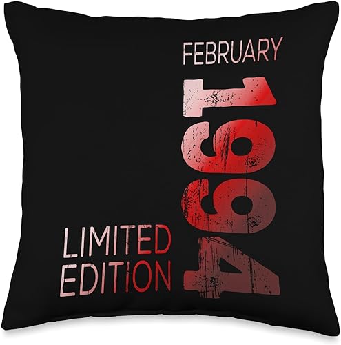 Month of February Year Retro Vintage 1994 Throw Pillow, 16x16, Multicolor