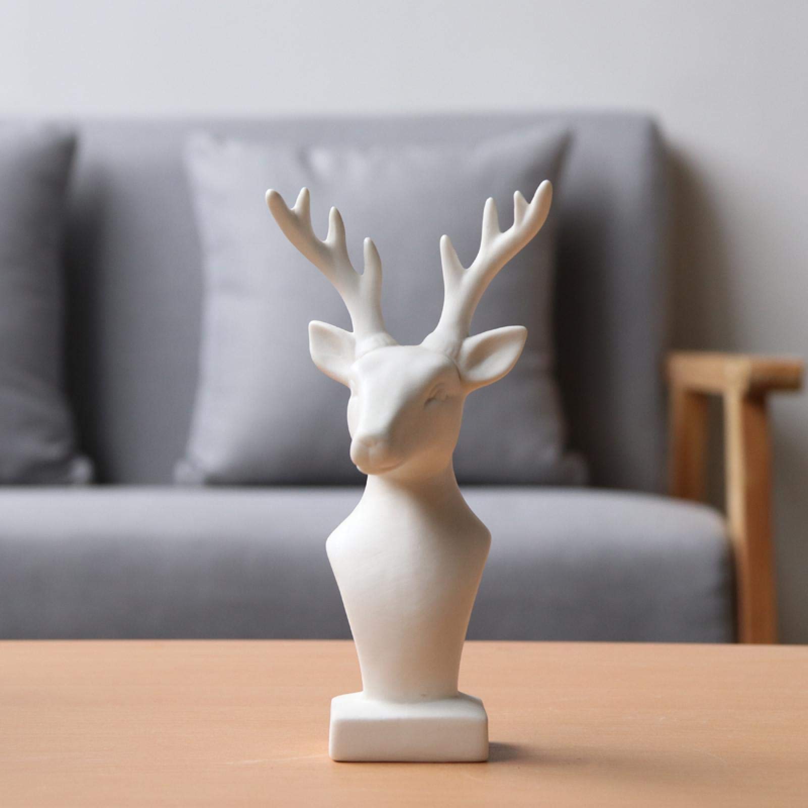 Figurka na prezenty ślubne wystrój biura domowego, małe posągi do dekoracji w domu, 18 cm statuetka głowy jelenia biała ceramiczna figurka renifera zwierzę łoś rzeźba ozdoba