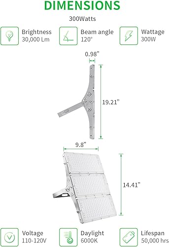 Miniatura 10 de Viugreum Luces de inundación de 100 W para exteriores, luz de trabajo LED súper brillante de 8000 lúmenes, luz de inundación LED blanca cálida de