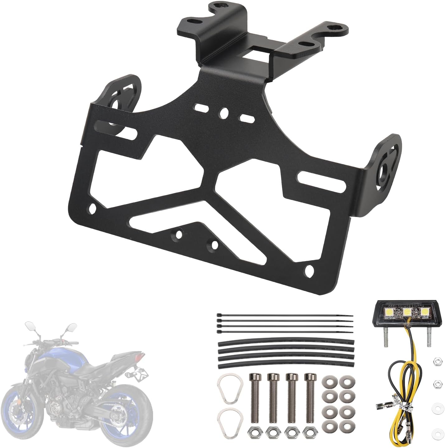 MT-07 Fender Eliminator Kit Tail Tidy Fit for MT-07 FZ-07 2021-2024, YZF-R7 2021-2025 Fender Eliminator Bracket with LED License Plate Light for OEM &Aftermarket Turn Signal