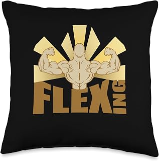Funny Bodybuilding Flexing Muscular Bodybuilder Back Throw Pillow