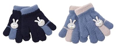 Lyonardo kids Winter Woolen Magic gloves for Boys girls Children, Cold weather Gloves (For age 5-10 years only) (NAVY& l