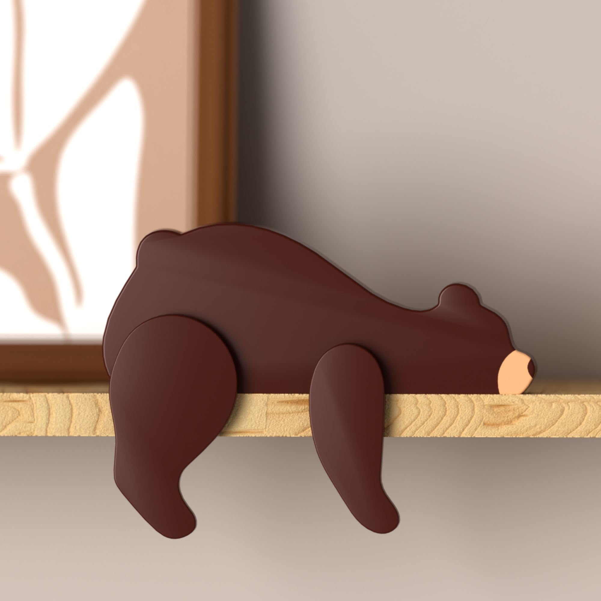 Putska Men's Bear Woodland Nursery Decor - Wooden Animal For Baby Boy Nursery Decor, Forest Decoration For Room, Shelf, Bedroom (Bear)