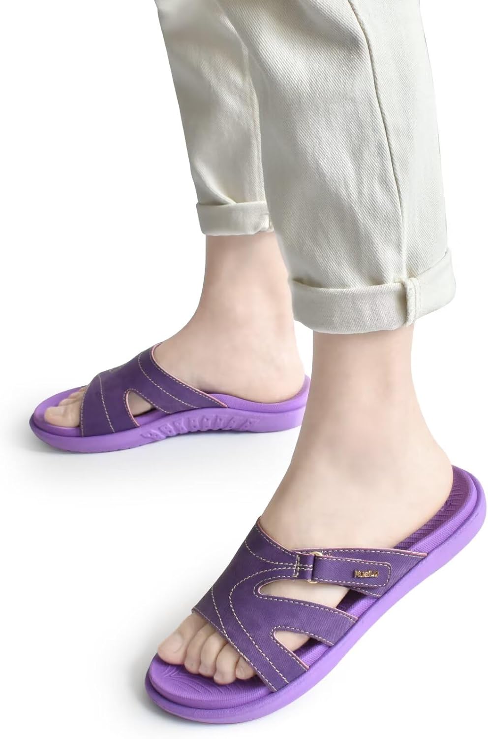 KuaiLu Womens Fashion Orthotic Slides Ladies Lightweight Athletic Yoga Mat Sandals Slip On Thick Cushion Slippers Sandals With Comfortable Plantar Fasciitis Arch Support - Image 2