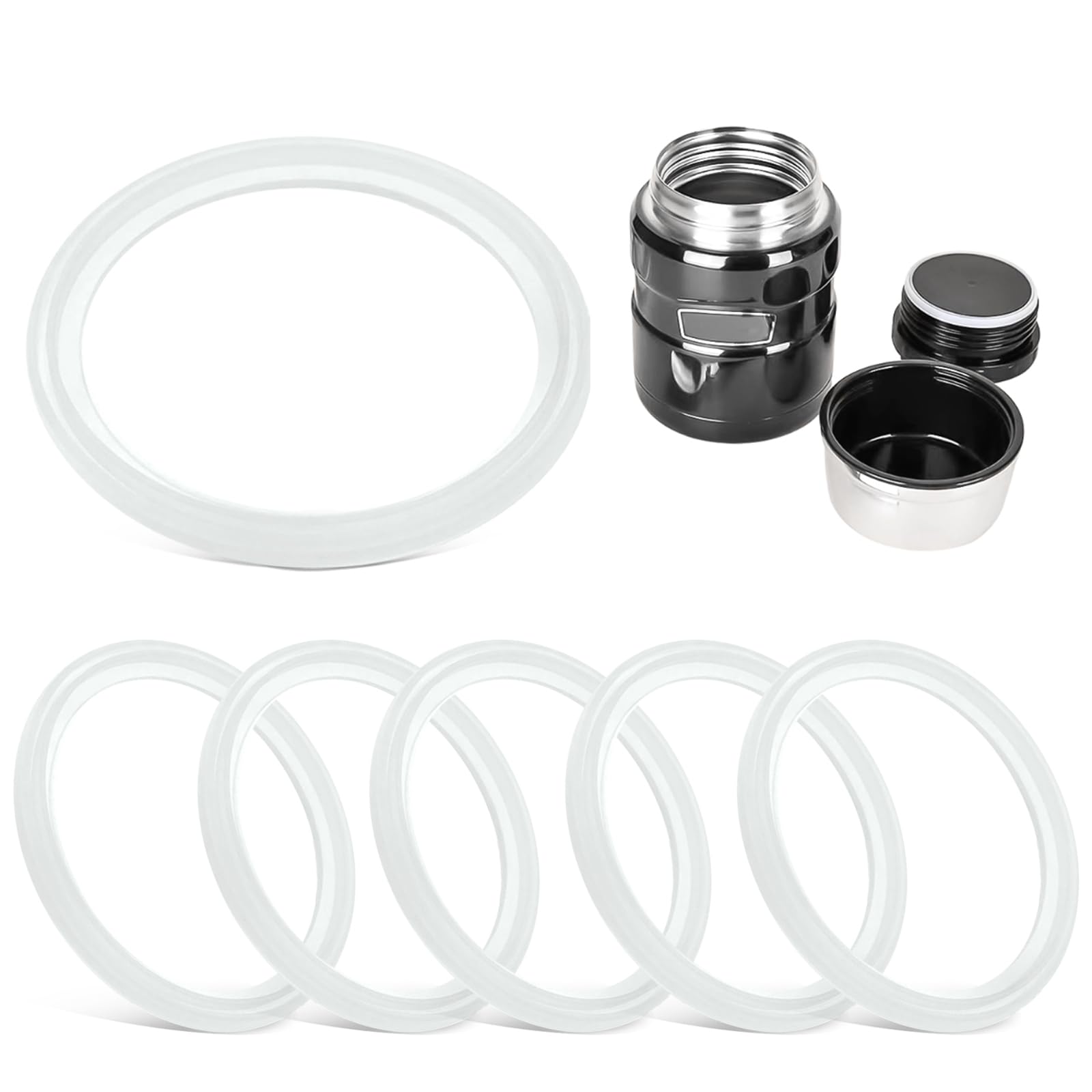 Replacement Gaskets Compatible with Thermos Stainless King Food Jar 16 and 24 Ounce, Silicone Seals Ring Ensures Containers a Leak-Proof Seal, O-Rings with No Phthalate/Latex/BPA - 6 Pack