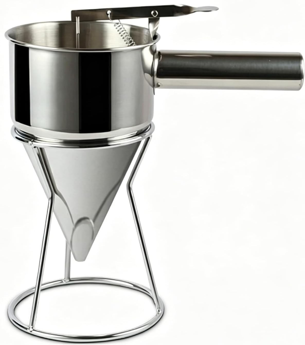 Stainless Steel Batter Dispenser Funnel with Stand for Baking | Food Grade Stainless Steel, Precise Flow Control, Easy To Operate, Mess Free Pouring, Rust Resistant