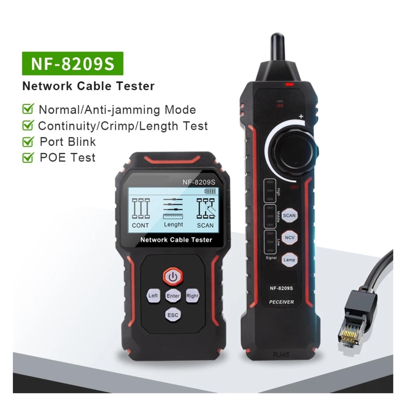 LCD-Netzwerkkabeltester, Draht-Tracker, Aktuelle Kabellänge, Kabel-Tracker, Multifunktionales Tester-Tool Leicht Und Tragbar