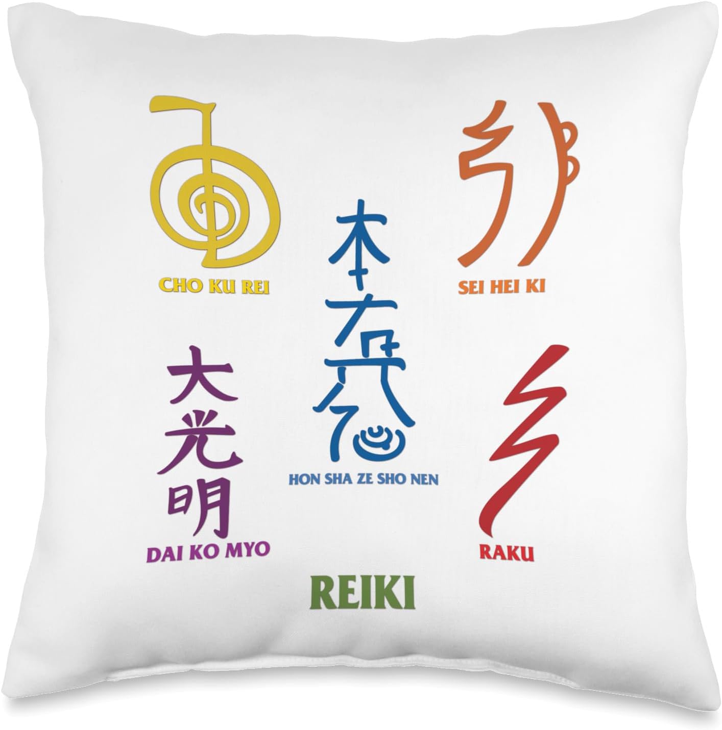 Reiki Symbols and Words Add Power and Color to Your World Throw Pillow