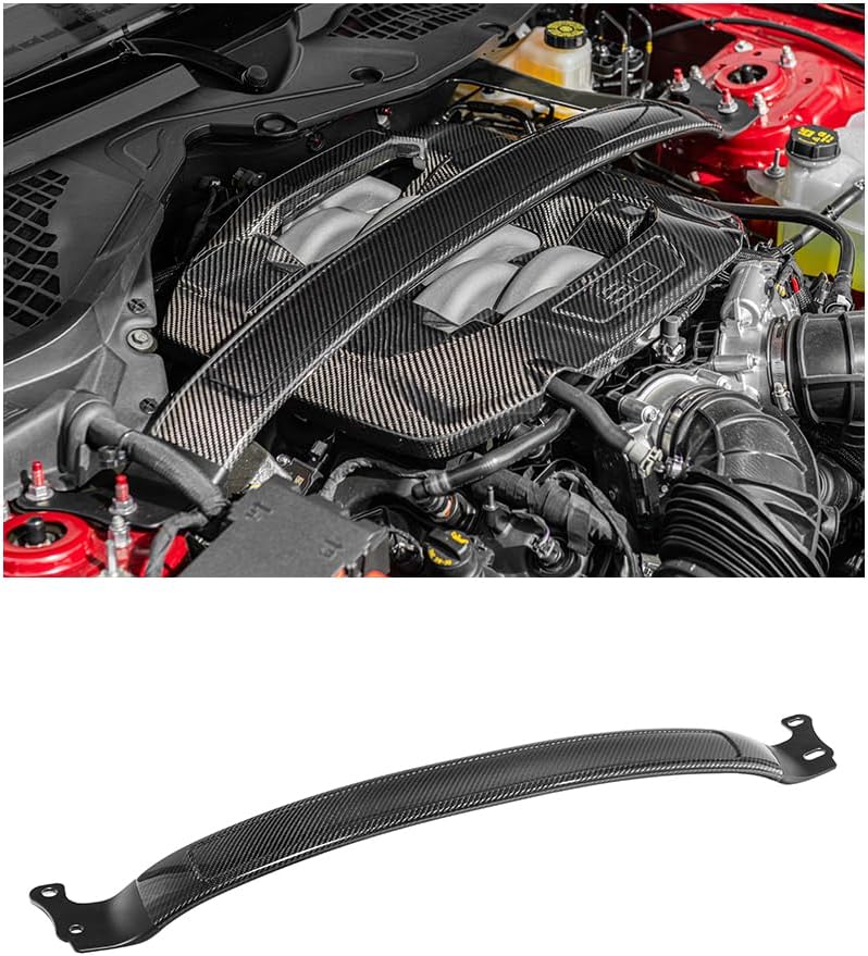 Extreme Online Store Replacement for 2024-Present Ford Mustang S650 Ecoboost & GT Models | Factory Replacement Dry Pre-Preg Carbon Fiber Front Engine Strut Brace Balance Tower Bar