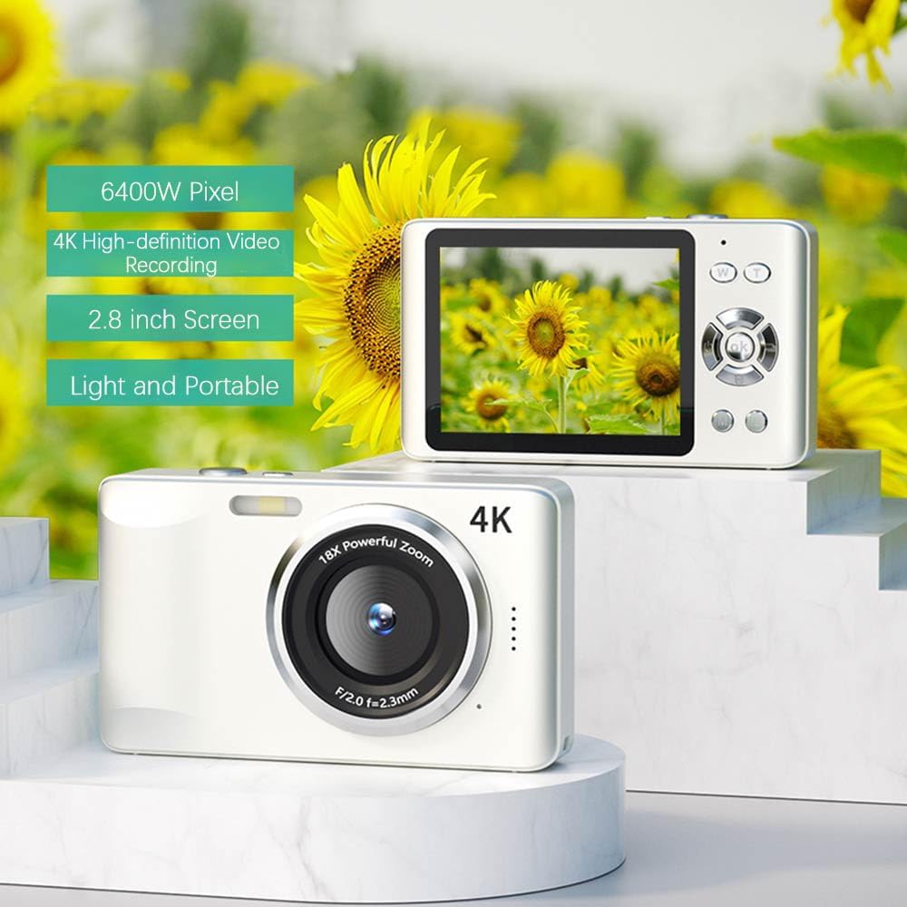 Professional | 4K HD Digital Camera, 18x Digital Zoom with Anti-shake, 64GB Memory Card, 2.8" LCD Screen, Portable Mini Ultra-thin Retro Style | 64GB | 4K 2026 - view 2