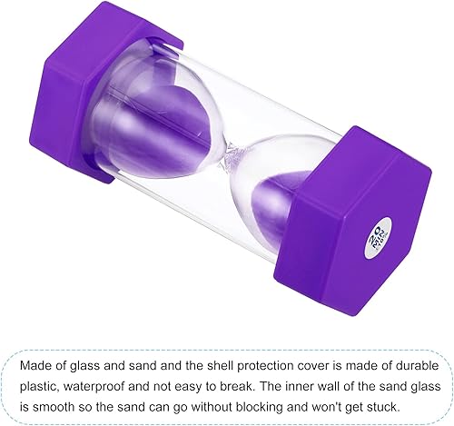 Miniatura 8 de PATIKIL Temporizador de arena de 20 minutos, reloj de arena hexagonal pequeño con cubierta de plástico, vidrio de arena de cuenta regresiva para