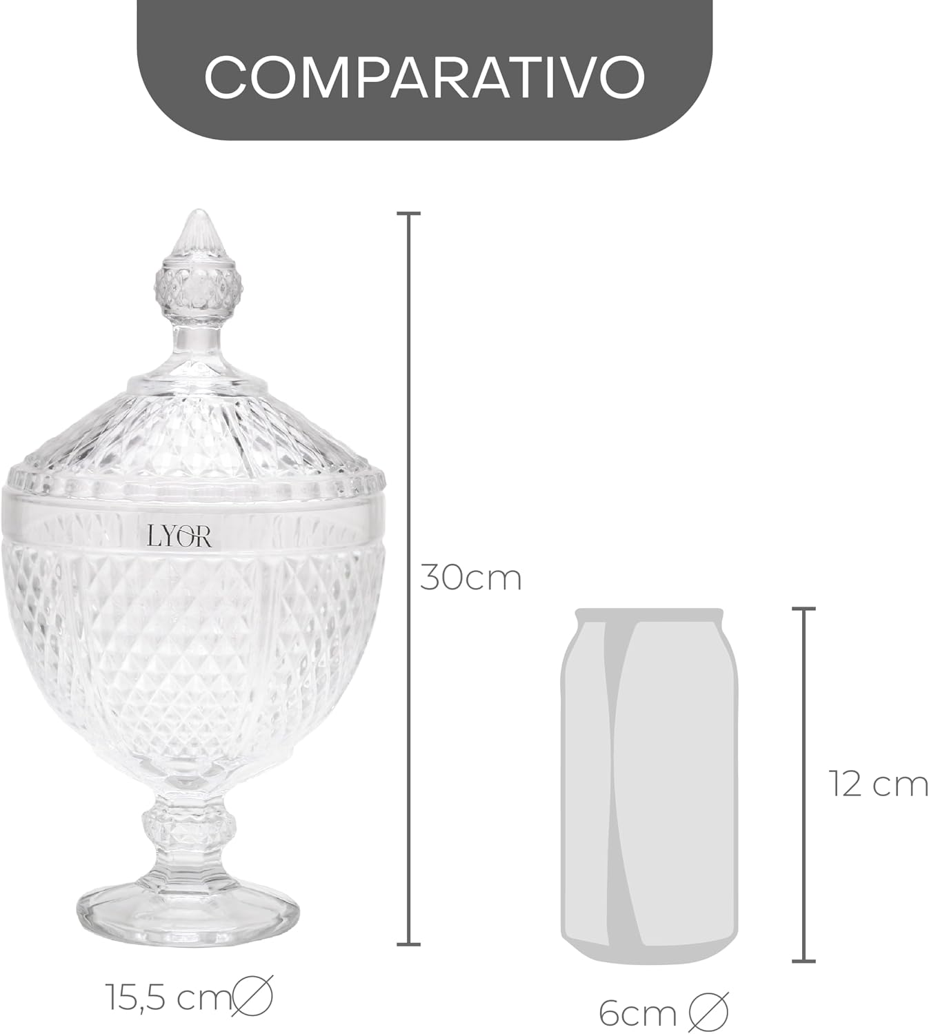 LYOR - Potiche de Cristal com Pé Bico de Jaca 15cm x 28cm
