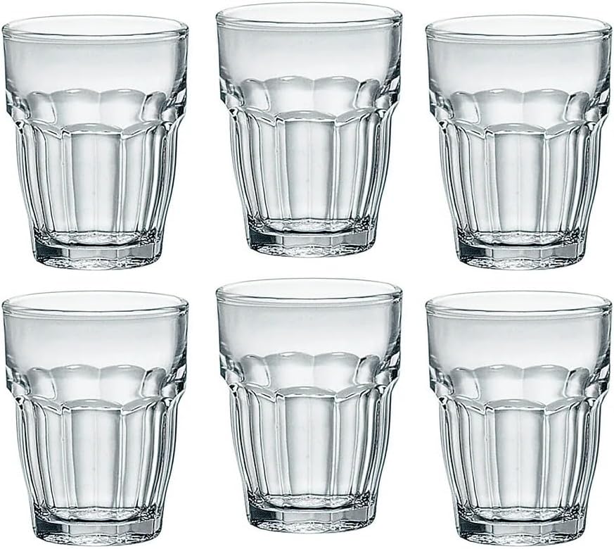 Bormioli Rocco Rock Bar 2.25 oz. Shot Stackable Tempered Beverage Glasses for Cold Drinks, Water, and Cocktails, Set of 6, Clear