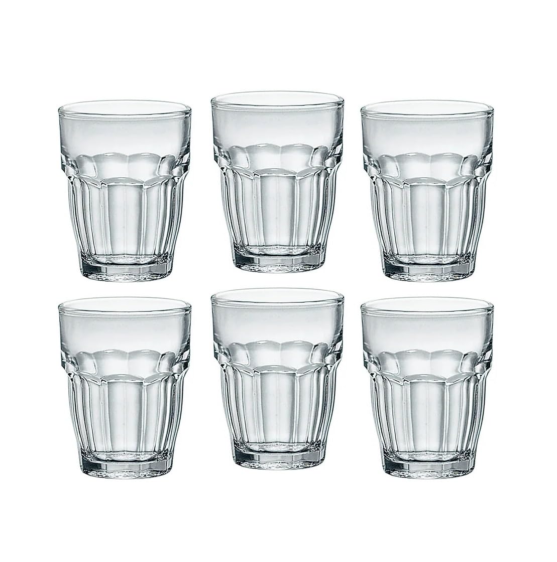 Rock Bar 2.25 oz. Shot Stackable Tempered Beverage Glasses for Cold Drinks, Water, and Cocktails, Set of 6, Clear