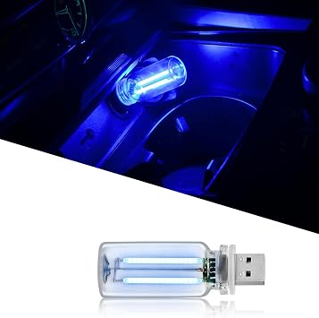 USB Car Light, Touch Control USB LED Car Interior Atmosphere Lights, Automotive Interface Plug in Night Lamps, Mini Lamp Camping Lights, Bedroom, Hallway - Blue
