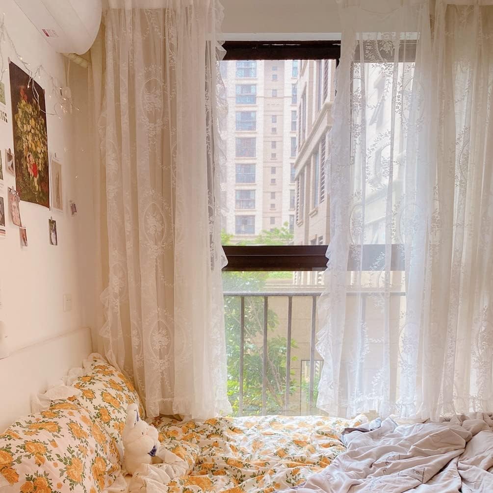 Zensugi ロマンチック レースカーテン 最新作の 総レース 透け感 可愛い フレンチ 姫系 お嬢様 フリル バルコニー ドレープ 寝室 ホワイト リビングルーム ベッドルーム 清潔感 小窓 白 間仕切り Zensugi ロマンチック レースカーテン 最新作の 総レース 透け感 可愛い フレンチ 姫系 お嬢様 フリル バルコニー ドレープ 寝室 ホワイト リビングルーム ベッドルーム 清潔感 小窓 白 間仕切り