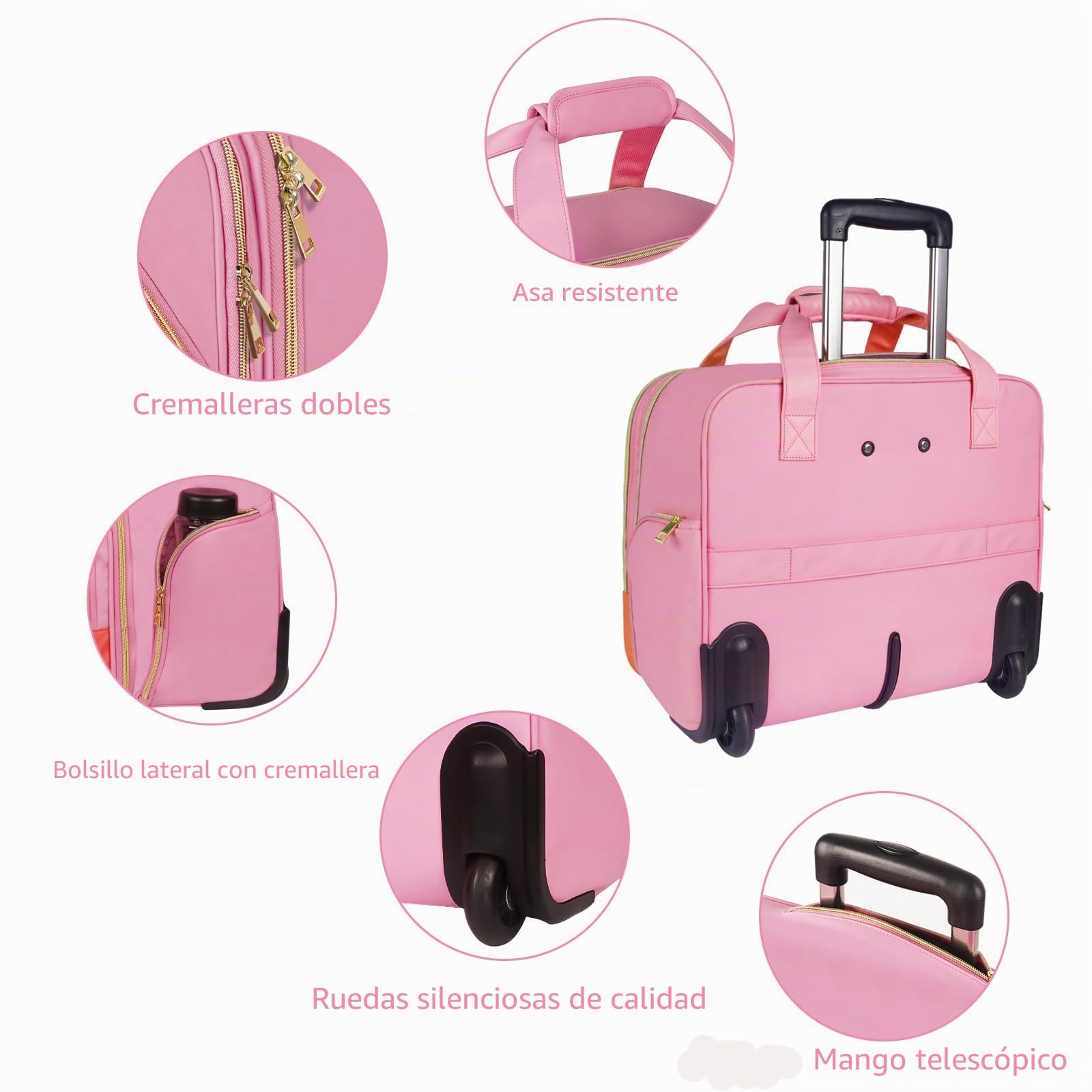 MATEIN Bolsa para Laptop de 17 Pulgadas con Ruedas, Ligera Funda de piloto para Hombre, maletín para Mujer, Carrito de computadora, Viaje de Negocios, Bolsa de Cabina con Ruedas, Maleta de Transporte