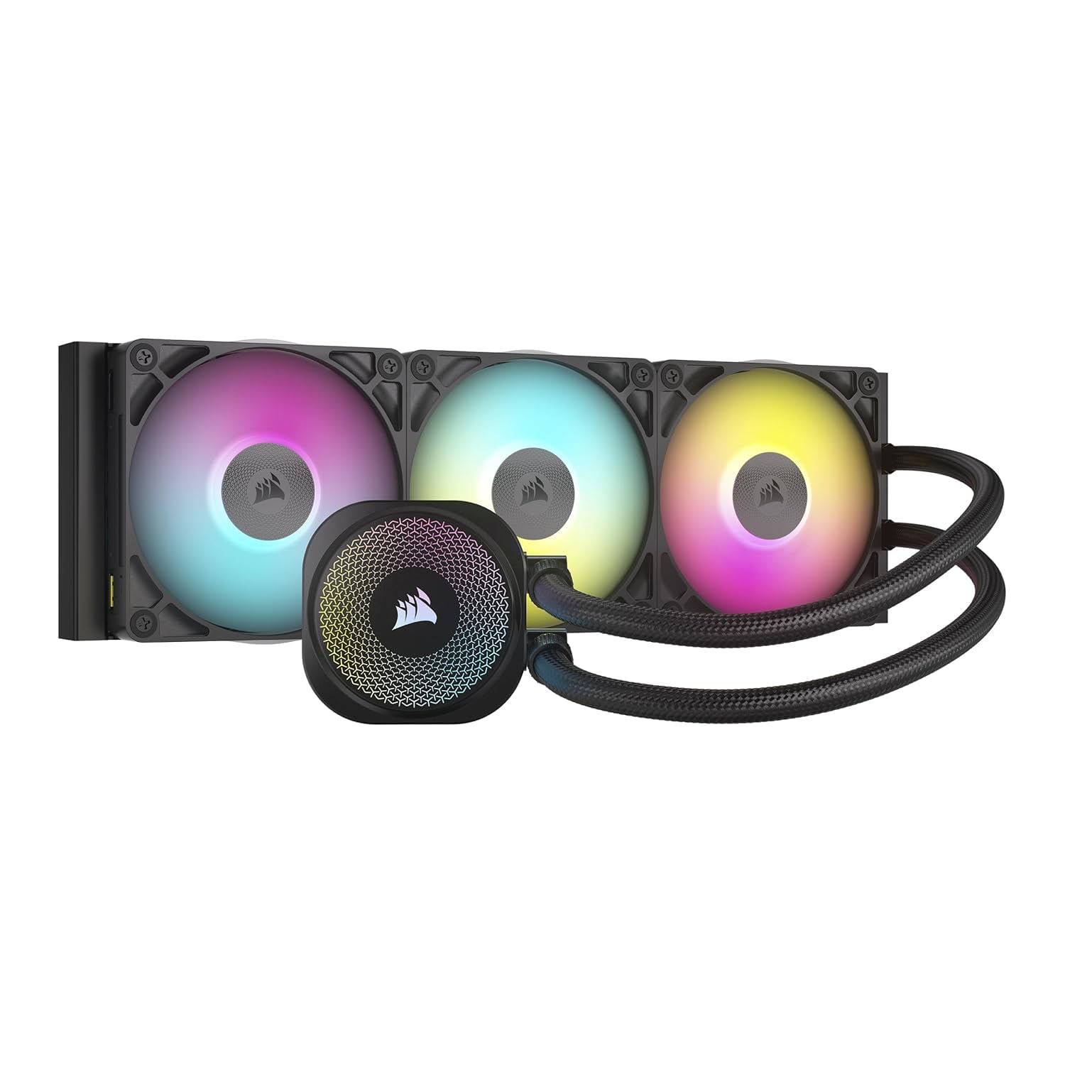 CORSAIR iCUE Link Titan 360 RX RGB Liquid CPU Cooler – 360mm AIO – Low-Noise – Intel LGA 1851/1700, AMD AM5/AM4-3X RX120 RGB Fans -iCUE Link System Hub Included – Black (Renewed)
