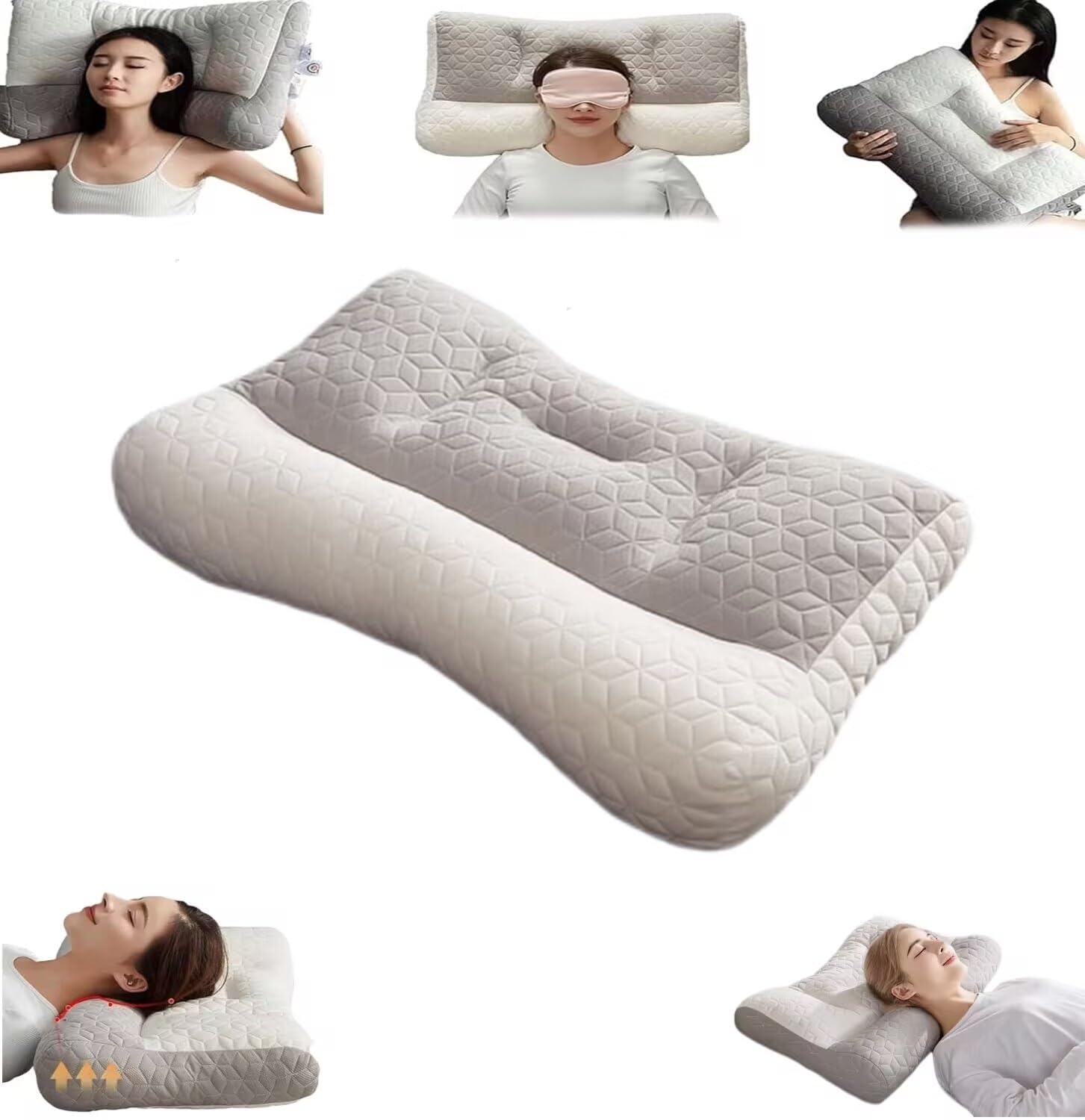Cuscino ortopedico for dormire profondamente, cuscino ergonomico for apnea notturna, cuscino antirussamento, for chi dorme di lato, schiena e pancia, for chi dorme di lato, schiena e pancia.(Gray)