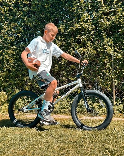 Miniatura 4 de Avasta Bicicleta Infantil De 20 Pulgadas Freestyle Bmx Para Niños De 6, 7, 8, 9, 10, 11, 12, 13, 14 Años, Niños, Niñas, Jóvenes, Adultos Y Principiantes, Nivel Piloto Con 4 Clavijas, Color Blanco